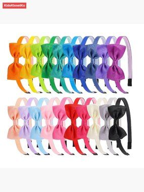 20 Pack Toddler Bow Headbands - Comfy Hair Loops for Little Girls